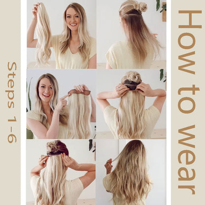 Synthetic Long Straight Hair 5 Clips Extensions Clips in High Temperature Fiber Black Brown Hairpiece