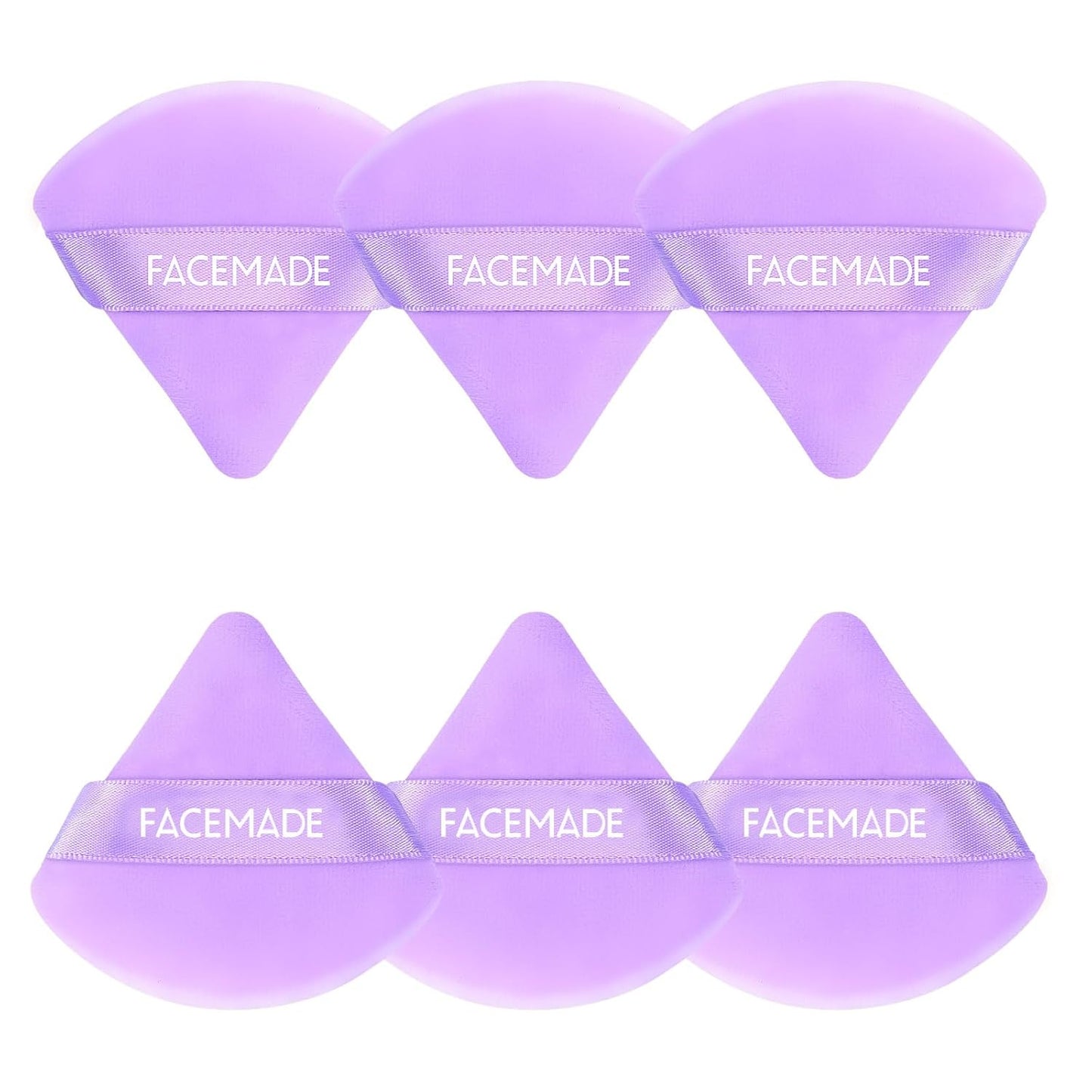 6 Pieces Soft Makeup Puff with a Container, Face Powder Puff with a Travel Case, Triangle Velour Makeup Sponge for Loose Powder Body Powder,Beauty Makeup Tools, Purple